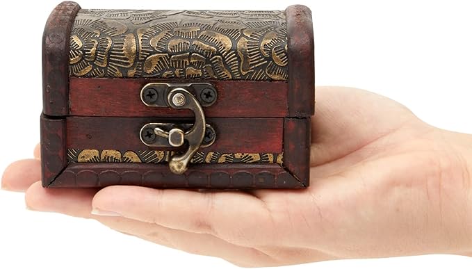 Juvale Wooden Treasure Chest Set - 3 Nesting Boxes, Brown Floral - Decorative Storage & Jewelry Box with Hinged Lid, Vintage Antique Decor