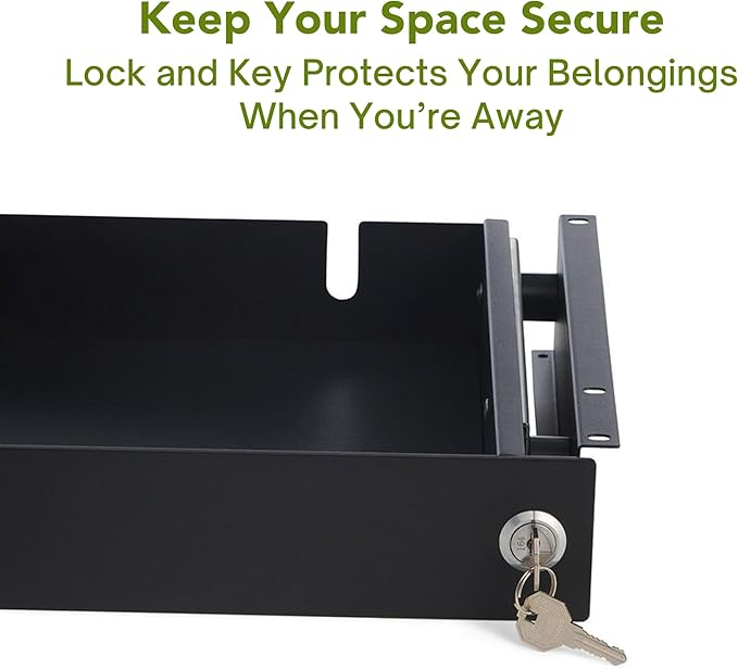 PERFECT POSTURE Max Under Desk Storage Drawer – Large Desk Drawer with Lock for Regular & Sit-Stand Standing Desks, Black (19.3" x 10")