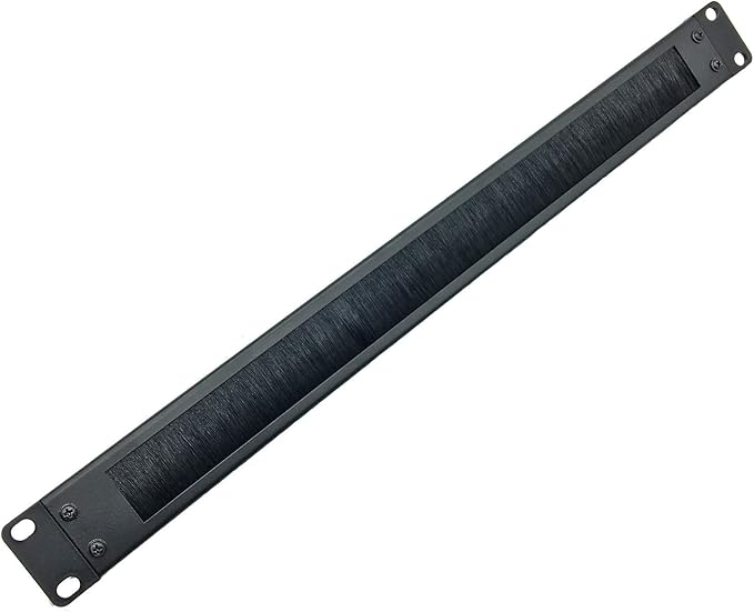 Jingchengmei 1U Disassembled Rack Mount Cable Management Panel with Brush for Cable Entry for 19-Inch Rack or Cabinet Black (BF01UAB2)