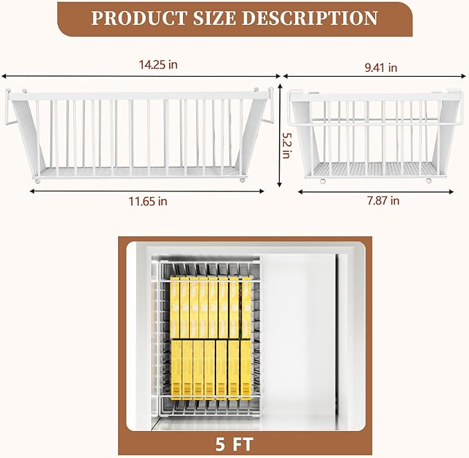 Freezer Organizer Bins ，Enhanced Leak-Proof Bottom，4 Pack Stackable Deep Freezer Organizer Bins for 5 Cu.FT Small Chest Freezer，Easy Get Bottom Foods without Digging （for 5 Cu.Ft