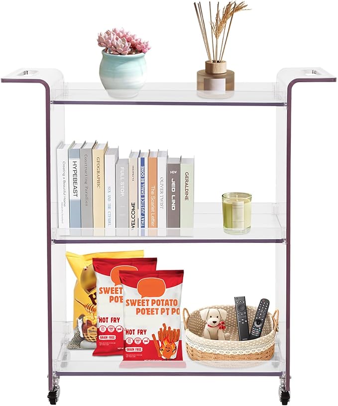 3-Drawer Rolling Storage Cart, Plastic Storage Organizer Rolling Cart with Wheels, Organizing Drawers for Home, Bathroom, Bedroom, Office, and Classroom, Clear