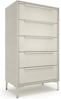 tinge Naima Premium Fabric Dresser - Strong Metal Frame, 5 Spacious Sag-Proof Drawers with Sleek Metal Handles - Premium & Durable Storage Solution for Your Home (Beige)