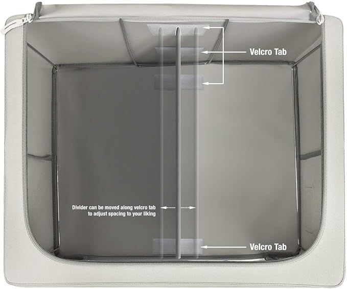 Sorbus Storage Bins with Divided Interior - Large Stackable & Foldable Organizer Containers with Metal Frame, Oxford Fabric, Large Window & Carry Handles - Organization for Bedroom, Linens & Clothes
