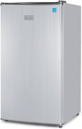 BLACK+DECKER 3.2 Cu. Ft. Compact Refrigerator, ENERGY STAR Small Refrigerator, Single Door Mini Fridge with Chiller Compartment, Personal Fridge for Home or Dorm Room, BCRK32V, Stainless Look