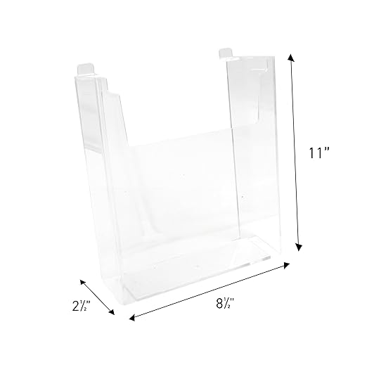 SSWBasics Slatwall Accessories - Clear Styrene Slat Wall Accessory, 8.5'W x 11'H x 2.5'D, Holds Standard Sheets & Magazines - Compatible Literature Holder for 3' on Center Slatwall