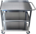 18 in. Wide X 28 in. Long X 33 in High | 3 Shelf Metal Utility Cart on Wheels with Handle