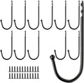 Wall Mounted Single Hook Wall Hanger Key Holder Wrought Iron Coat Hat Hooks, Set of 12 pcs and 24 pcs Screws, Black, Length:4.92inch