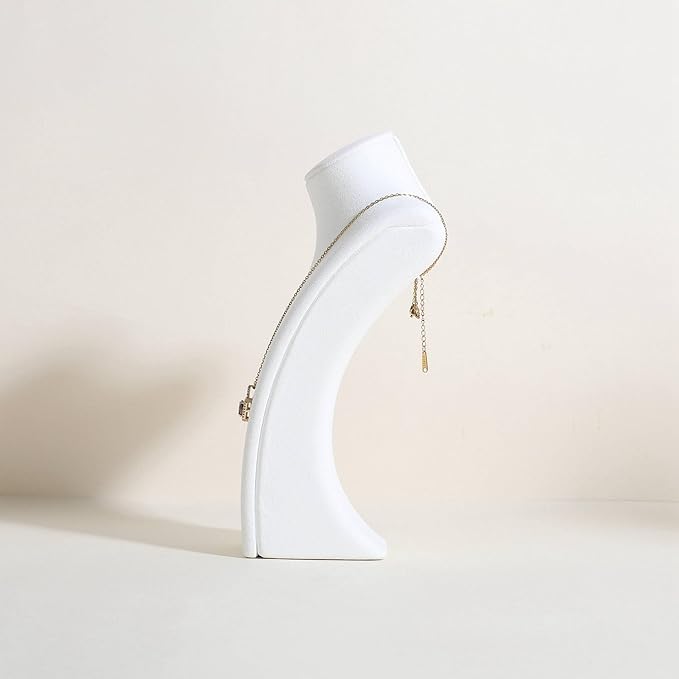 GemeShou White necklace storage organizer for sale, Velvet necklace holder stand, jewelry bust display stands, Jewelry Mannequin for Countertop, Showcase【White-Small height 7.68 inch】