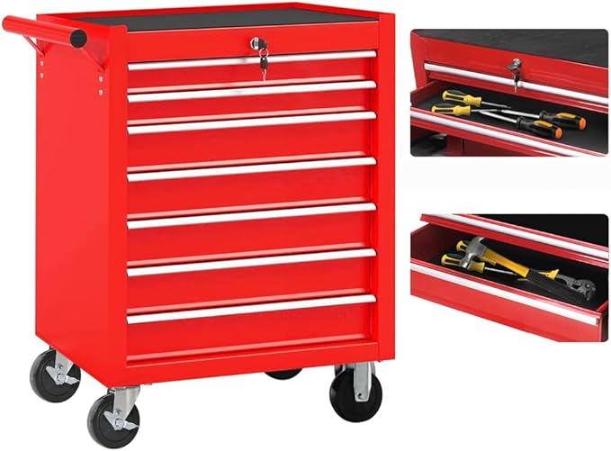 Rolling Tool Chest with 7-Drawer Tool Box with Wheels,31"x 24.4"x 13" Multifunctional Tool Cart Mechanic Tool Storage Cabinet for Garage, Warehouse, Workshop, Repair Shop