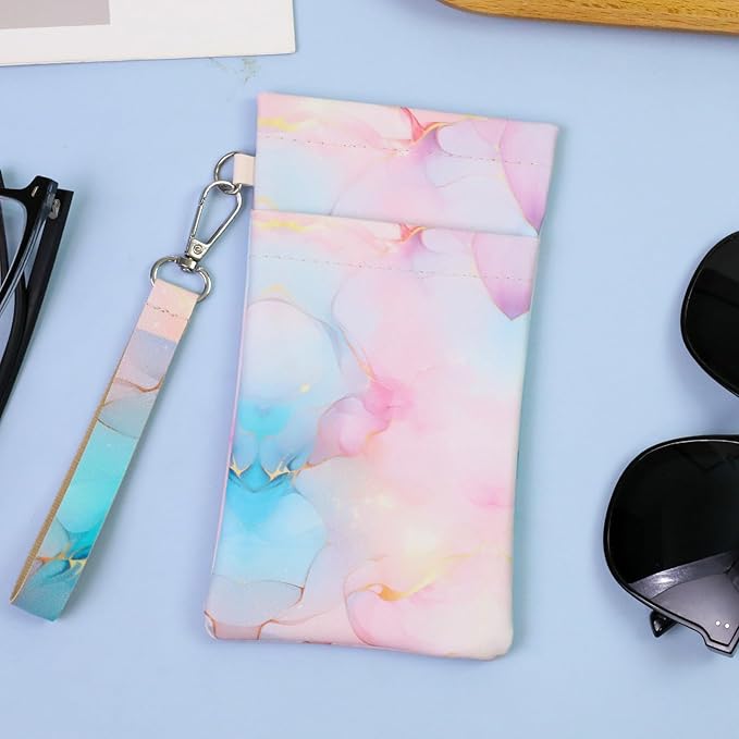 Double Eyeglass Case Soft Dual Glasses Case for Women Men Travel Squeeze Top Sunglasses Cases Eyeglasses Pouch