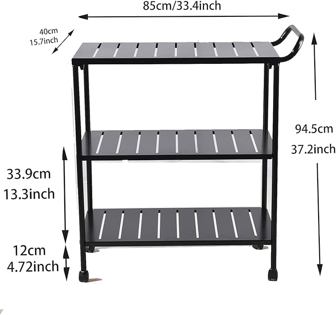 Diwhy Industrial 3 Tier Rolling Utility Storage Cart, Metal bar Cart with Wheels Kitchen Bar Dining Room Tea Wine, Storage Cart Black