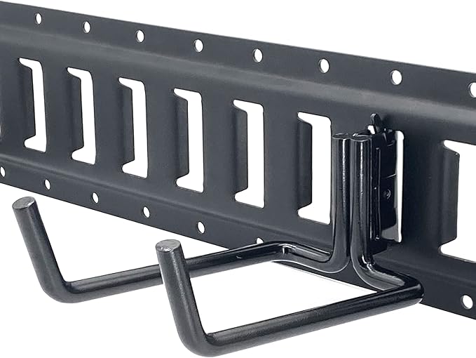 2 Pack E-Track Heavy Duty Shovel Hanger for Store Long Handled Tools,Large Steel Tool Double J Hook, Tool Hanger | E Track Accessories for Enclosed Trailer or Trucks (Black)