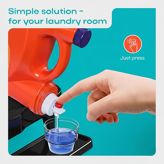 TidyFriend Detergent Holder Shelf for Laundry Room - Holds 2 Liquid Soap Dispenser, Laundry Soap Station Organizer, Detergent Stand with Drip Catcher Drip Tray Storage Organization (Black)