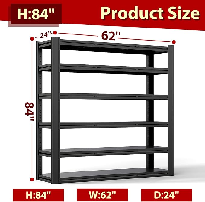 Heavy Duty Storage Shelves Unit, Adjustable Metal Garage Shelving,4200LBS Garage Storage Industrial Shelves,Storage Racks,Steel Shelf Suitable for Shop,Warehouse,Basement