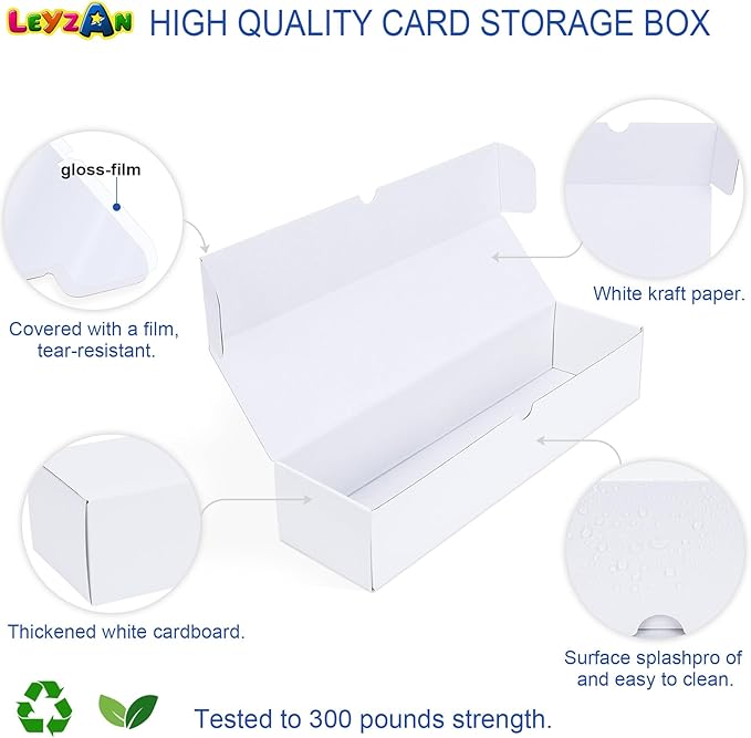 Trading-Card Storage Box, 8-Pack • 1000 Count Corrugated Cardboard Storage Box with dividers & labels for TCG/Magic/Mtg storage and Collection, 14.4 INCH Horizontal