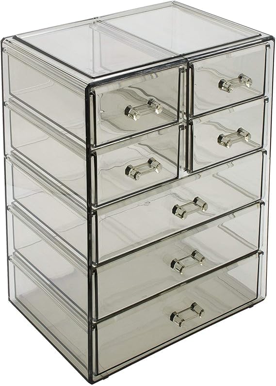 Sorbus Acrylic Makeup Organizer - Organization and Storage Case for Cosmetics Make Up & Jewelry - Big Clear Makeup Organizer for Vanity, Bathroom, College Dorm, Closet, Desk (3 Large, 4 Small Drawers)