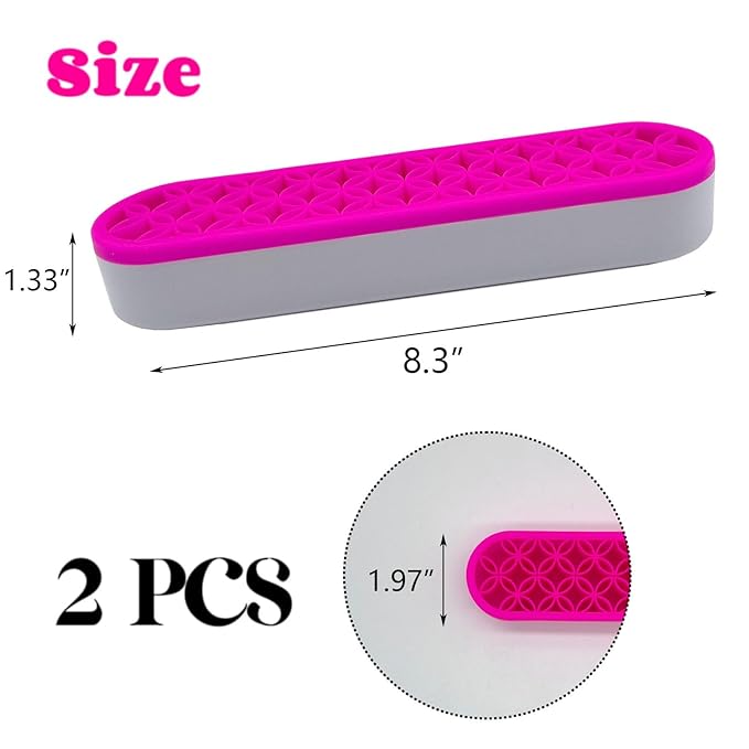 TANG SONG 2 PCS Silicone Make up Brush Holder Cosmetic Storage Box Desktop Organizers (Pink)