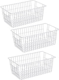 Wire Storage Basket Freezer Organizer Bins Metal Wire Baskets Organizer Storage Baskets for Kitchen, Cabinets, Pantry, Freezer, BathroomSet of 3