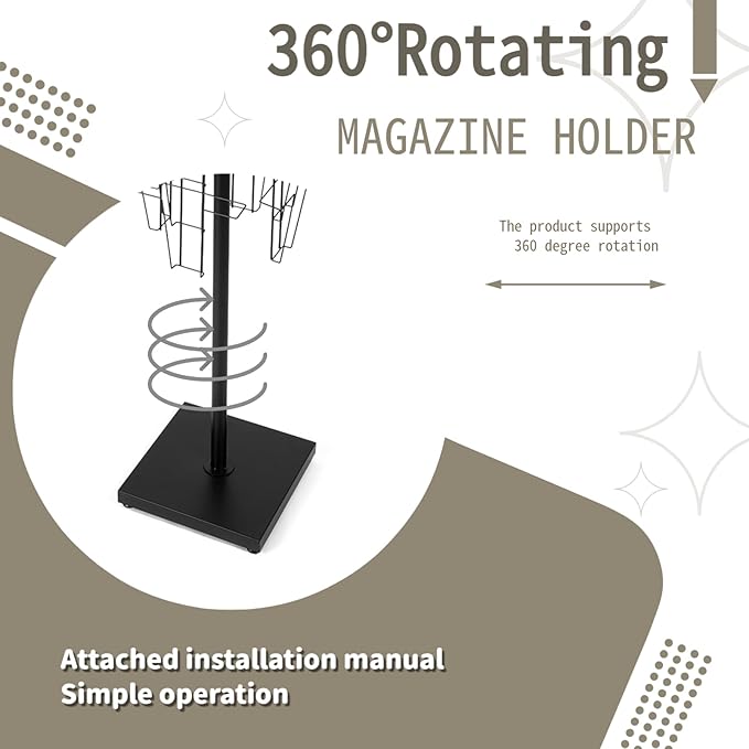 360°Rotating Magazine Rack Floor,Brochure Display Stand Magazine Displa Holder for Retail, Office & Trade Shows