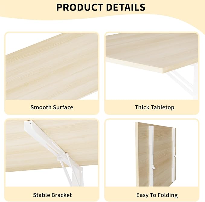 GOYLSER Fold Wall Mounted Table Folding Worktable, Addition to Garage/Home Office/Laundry Room/Home Bar/Kitchen & Dining Room