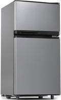 Manastin 3.6 Cu.Ft Mini Fridge with Freezer, 2 Door Small Refrigerator, 7 Level Adjustable Thermostat, Compact Fridge for Living Room, Office, Kitchen and Apartment(Silver)