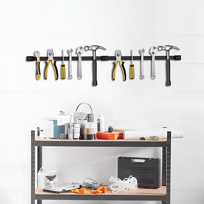 12" Magnetic Tool Holder, 5 Packs Storage Strips Tool Magnet Bar PVC Coated for Garage Organizer Mounted Hanging Strip,Heavy Duty of Magnetic Holder Easy to Install