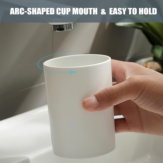 PP 2PCS Reusable Unbreakable Toothbrush Cup 10.5oz/300ml Mouthwash Holder, Easy to Clean, Adequate for Bathroom (Grey)
