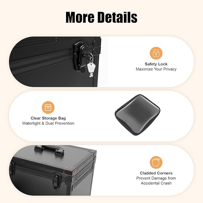 Cosmetic Train Case,Makeup Organizer Travel Case with Multiple Compartments,Rolling Makeup Case,Professional Makeup Casewith Wheels for Make-up Artists,66Lbs Load-Bearing (Black-6 Wheels)