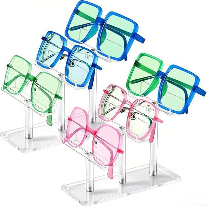 Set Of Two 3 Tier Acrylic Sunglasses Display Stands For Organized And Accessible Eyewear Storage Solutions(white)