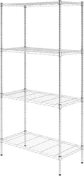 SafeRacks - NSF Certified Storage Shelves, Zinc, Heavy Duty Steel Wire Unit with Adjustable Feet, Garage or Bakers Rack, Kitchen, Pantry Shelf - (18"x36"x72" 4-Tier) (Silver)