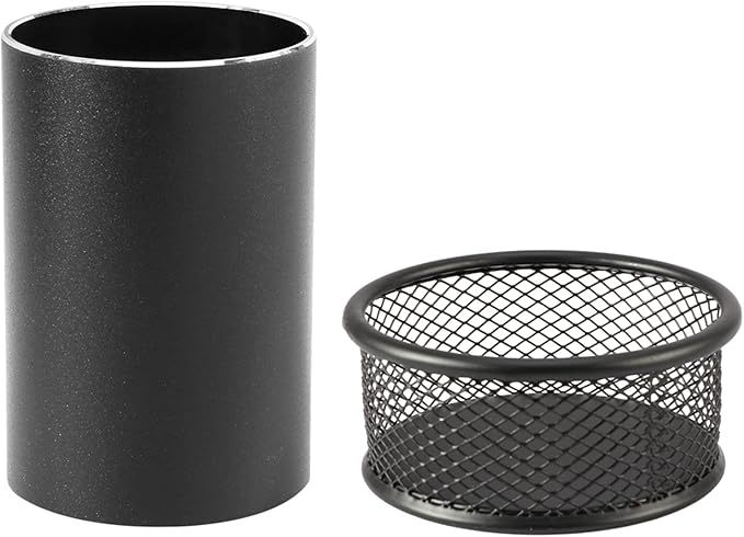 Pen Holder & Paperclip Holder, 2 Pack Aluminum Alloy Waterproof Mesh Paper Clip Holders, Desktop Dispenser Organizer for Desk Binder Clip Bobby Pin Pen, for Home Office School Supplies