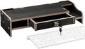 Monitor Stand Riser - Desktop Organizer with Practical Drawer, Wood Riser for Laptop Printer PC, Multi-Functional Shelf with Sturdy Build, Desk Accessory for Home Dorm Apartment, 19.21 Inch