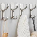 pickpiff Adhesive Wall Hooks for Hanging Towels - Heavy Duty Stick On Hooks, Strong Hold up to 13 lbs, Hangers for Coats, Bags, Purses, Ideal for Door, Closet, or Bathroom, Brushed Silver,4 Pack