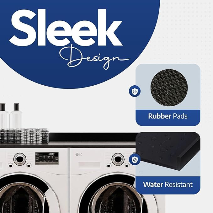 OfficeSimpli Large Washer Dryer Countertop 30 x 58 - Made in USA - Heavy-Duty Laundry Countertop Over Washer and Dryer, Laundry Room Countertop Organization Solution with Non-Slip Pads, Black
