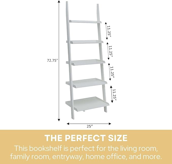 Convenience Concepts French Country Bookshelf Ladder, White