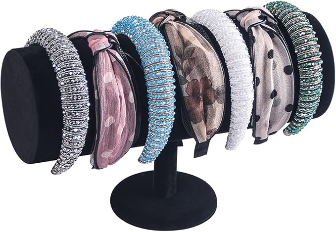 ByKen T-bar Headband Holder Organizer,Hair Band Ear Jewelry Accessories Display Stand for Girls (Black Velvet)