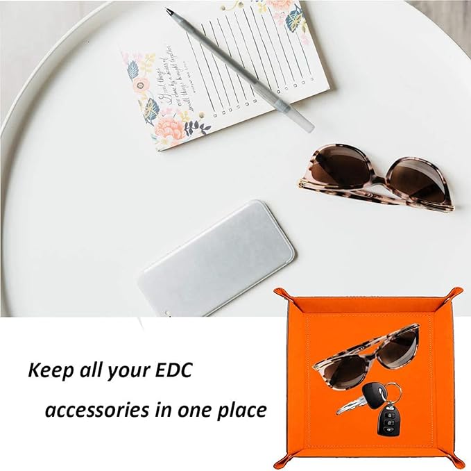 siduater Valet Tray Desktop Storage Organizer – Vegan Leather Catchall Tray Bedside Vanity Tray Nightstand Caddy Holder for Remote Controller, Watch, Keys, Phone, Wallet, Coin, Jewelry, Turquoise