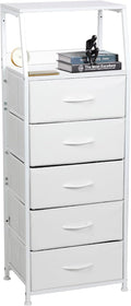 Dresser for Bedroom, Fabric Nightstand Tall Dresser & Chests of Drawers with 5 Drawers, Vertical Organizer Storag, Hallway, Entryway White