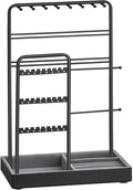 SONGMICS Jewelry Holder, Jewelry Organizer, Jewelry Display Stand with Metal Frame, Velvet Tray, Necklace Earring Bracelet Holder, for Studs, Rings, Christmas Gift, Ink Black UJJS021B01