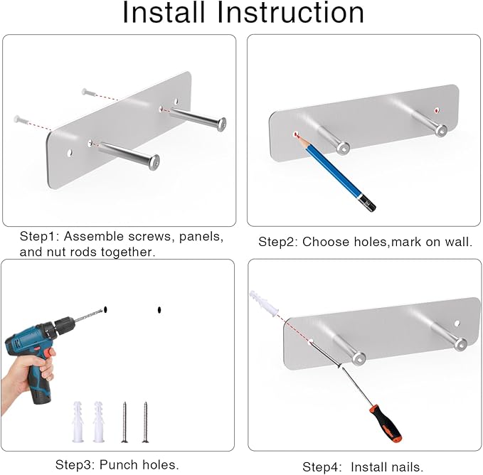 Ironing Board Holder Wall Mount, Ironing Board Hanger for Y or T Shaped, Laundry Rooms Stainless Steel Iron Board Hook with Adjustable Hooks