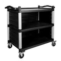 NorthSky Select Dual-Handle Utility Service Cart, 3 Shelves, 440 lb. Capacity -Black Plastic Shelves, Lockable Swivel Casters - Suitable for Hospital, Lab, Hotel, Office Transport & Organizing