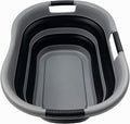 SAMMART 40L (10.5 gallon) Collapsible Plastic Laundry Basket - Space Saving Storage Container/Organizer - Portable Washing Tub - Foldable Pop Up Hamper/Basket (1, Grey/Black)