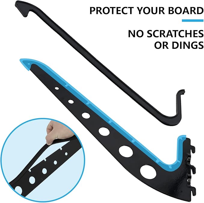 5 Board Surf Rack Wall Mount for Surfboard, Wakeboard, Snowboard Storage Adjustable Wall Hangers Boards Display, Black