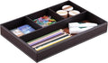 KINGFOM Pu Leather Desk Organizer Tray, 4 Compartment Office Storage Supplies Stationery Drawer Tray, Nightstand Bedside Tray for Key, Wallet, Watch, Coin, Phone Valet Tray Stackable