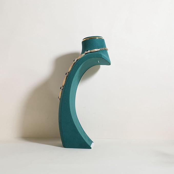 velvet necklace display stand, necklace display holder for selling, bust jewelry display, necklace mannequin display stand【Green-Large】