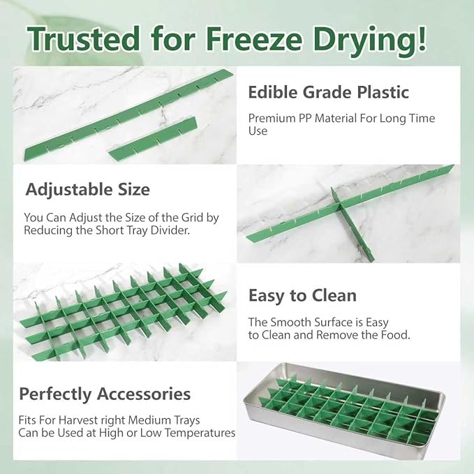 2 Sets Freeze Dryer Tray Dividers Medium, Freeze Dryer Accessories for Harvest Right, Non-Stick Dividers for Fruits, Vegetables, Meals(Green)