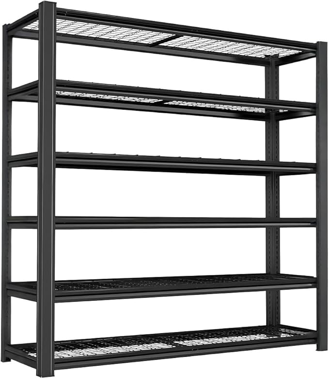 Standing Shelf Units Heavy Duty Storage Rack Industrial Wire Mesh Shelving Double Layer Support Floor Mount Black for Garage Warehouse Storage 84" H x 59.5" W x 23.5" D 6-Tier 4200LBS