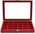 Oirlv Luxury Leather 24 Grid Jewelry Tray with Transparent Lid Earrings Rings Organizer Box Stackable Jewelry Box Drawer Inserts Women Gift