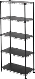 SafeRacks - NSF Certified Storage Shelves, Zinc, Heavy Duty Steel Wire Unit with Adjustable Feet, Garage or Bakers Rack, Kitchen, Pantry Shelf - (24"x14"x60" 5-Tier) (Black)