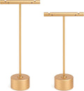Metal Earring Stand Display Round Base Earring T Bar Display Necklace Bracelet Ring Ear Studs Jewelry Display Rack for Vendors Photography and Showcase, Gold 2pcs Height 5.31" and 4.52"